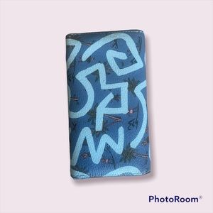 Coach Keith Haring sky blue hula dance print large wallet